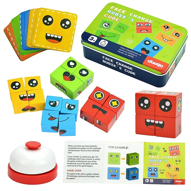 Kids Emotion Change Blocks Face Changing Expression Panel Parent Child Interactive Games Montessori Educational Toys Girls Boys