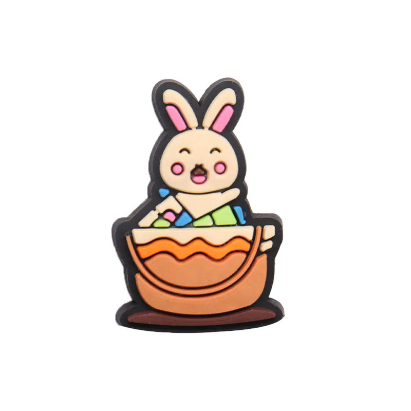1-23Pcs PVC Adorable Rabbit Bunny Easter Shoe Buckle Charms Accessories Children Shoe Button Fit Birthday Gift