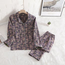 Floral Printed Cotton Women's Pajamas Suit for Spring and Autumn Jacquard Long Sleeved Large Size Home Women Sleepwear Set