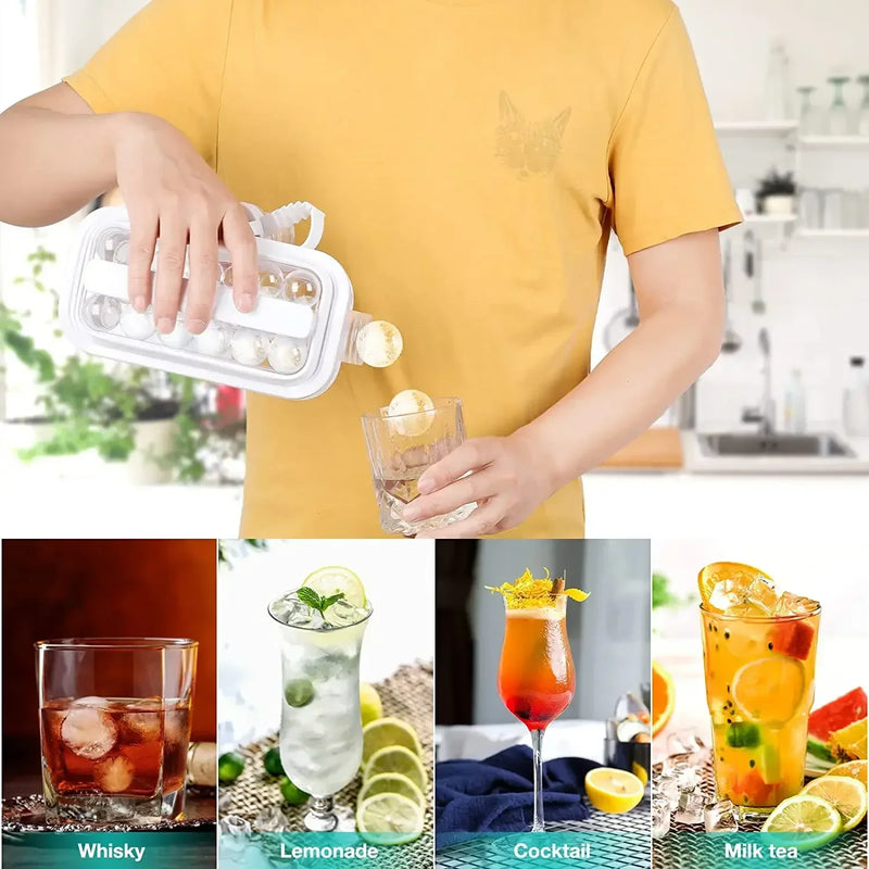 Portable Ice Ball Maker Bottle Ice Makes 12 Ice Cubes Molds Bottle Creative Ice Hockey Bubble Ice Maker Kettle for Bear Whisty