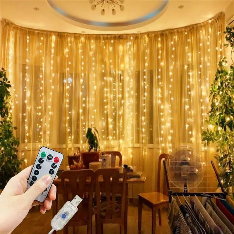 LED 8 Mode Christmas Light USB Curtain String Light Holiday Decor 3M 4M 6M Fairy Light Garland Wedding Party Birthday Decoration