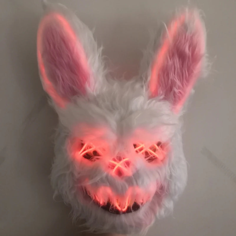 1pc Random Halloween Scary Mask LED Rabbit Bunny Mask, Bloody Plush Head Mask, Cosplay Costume Props Halloween Party