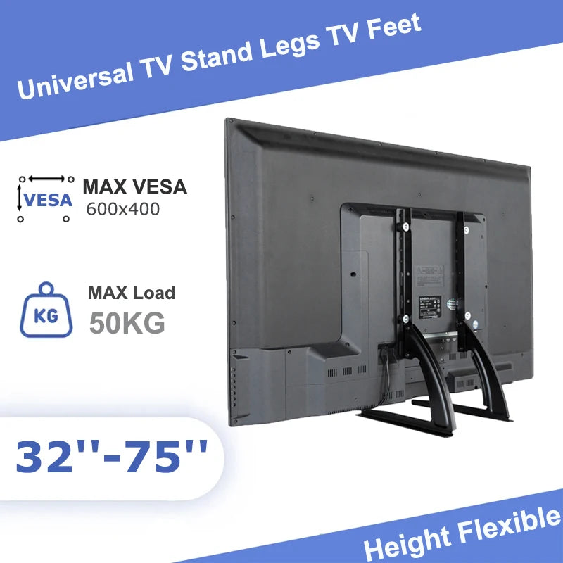 Universal TV Large Stand Height Adjustable Base for Most TVs 75" Max VESA 600x400 mm Leg Stand Holds up to 110 lbs Halloween