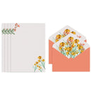 Flower Envelope Set with 4 Letter Papers for Wedding Party/Graduation/Baby Shower Invitation Thanks Letter Writing