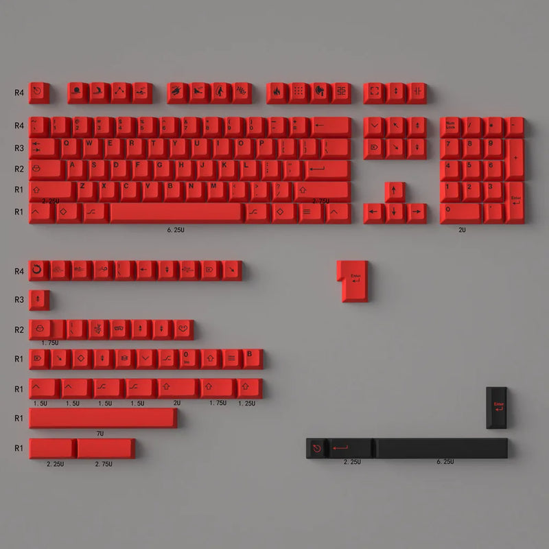 Minimalist Red keycap PBT Dye Sub Cherry Profile Customized Japanese English KeyCaps For MX Switch Mechanical Keyboard 68/84/104