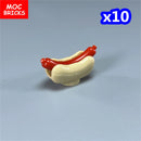 MOC Bricks Food Cookie Bone Pretzel Bagel Biscuits Waffle Chips Hot Dog Bread Pizza Milk Educational Building Blocks Kids Toys