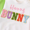 Toddler Girls Boys Sweatshirts Easter Clothes Fuzzy Letter Embroidery Contrast Color Long Sleeve Pullovers Baby Spring Tops
