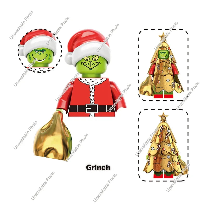 Hot Toys TV6302 TV6303 2024 Merry Christmas Gift Grinch Holiday Elf Santa Rex Darth Vader Building Blocks Mini Action Figure Toy
