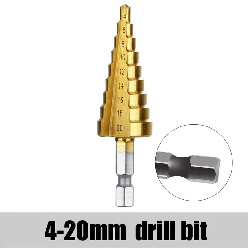 3-12mm 4-12mm 4-20mm HSS Straight Groove Step Drill Bit Set Titanium Coated Wood Metal Hole Cutter Core Drill Bit Set