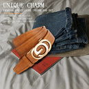 Men's Belt Metal G-Buckle PU Leather Belt High Quality Belts for Women Luxury Designer Brand Men's Black Belt