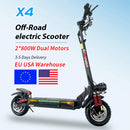 EMANBA X4 EU USA In Stock 2*800W Powerful Dual Motors Electric Kick Scooter 10Inch  Off Road Tire E Scooter 50-60km