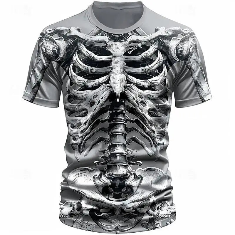 Halloween Skeleton Skull 3D Print T-Shirts Men Women O-Neck Short Sleeve T Shirt Oversized Harajuku Y2k Tees Tops Kids Clothing