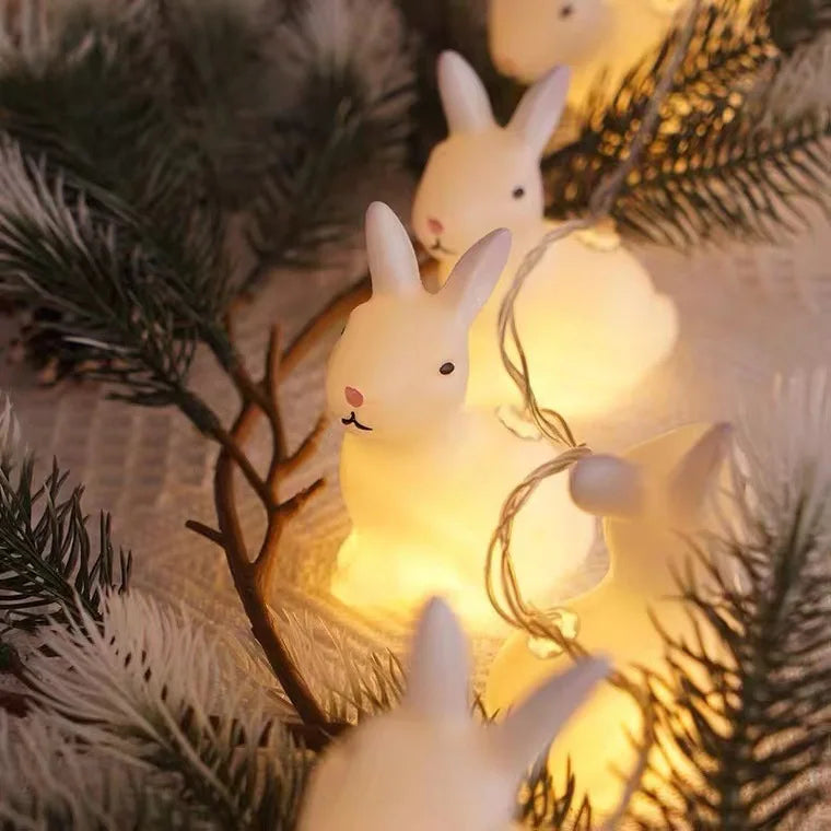 Easter Bunny String Lights Rabbit Shaped Fairy Lights Battery Operated Home Party Decor Night Lamp Bedroom Outdoor Decoration