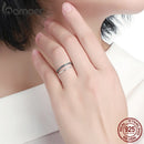 Bamoer Genuine 925 Sterling Silver Double Circle Black Clear CZ Stackable Finger Ring for Women Fine Silver Jewelry Gift SCR082