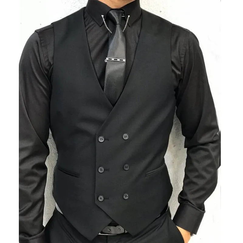 Formal Sleeveless Men Vest with Double Breasted One Piece Black Male Suit Waistcoat Custom Wedding Tuxedo Waist Fashion Coat