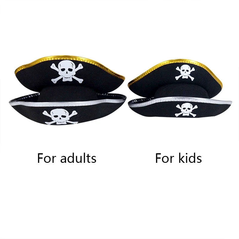 Print Skull Children / Adult Pirate Hat Cosplay Costume Cap Halloween Masquerade Party Performance Pirate Captain Hat Props