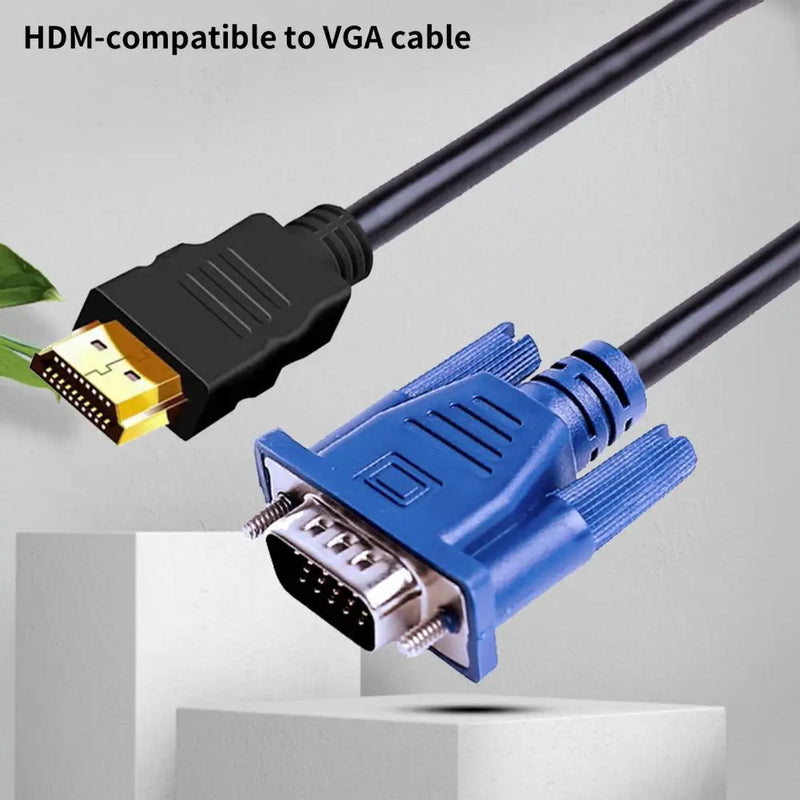 HDMI-compatible to VGA Cable Reliable Anti-interference Golden Plated HDMI-compatible Male to VGA Male Adapter for Desktop