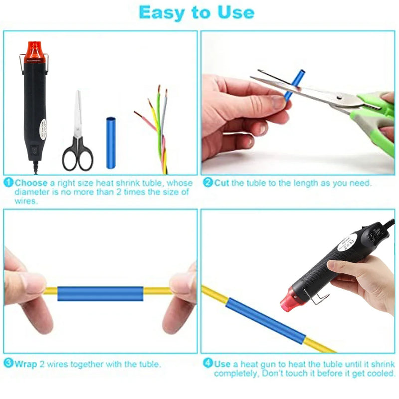 1060/530/127PCS Heat Shrink Tubing kit 2:1 Shrinkable Wire Shrinking Wrap Wire Connect Cover Cable Repair Protection Hot Air Gun