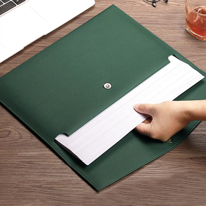 Personalise Name Multifunction Office Documents A4 File Pouch Pu Saffiano Leather Envelope Bag Business Conference Clutch