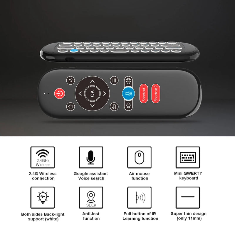 W1 PLUS Air Mouse Remote Control 2.4G RF Wireless Mini Keyboard Smart Gyroscope Keyboard Sense Anti-loss IR for  Android TV Box