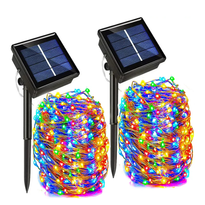 Outdoor Solar String Lights Waterproof Garden Fairy Lights with 8 Lighting Modes for Patio Trees Christmas Wedding Party Decor