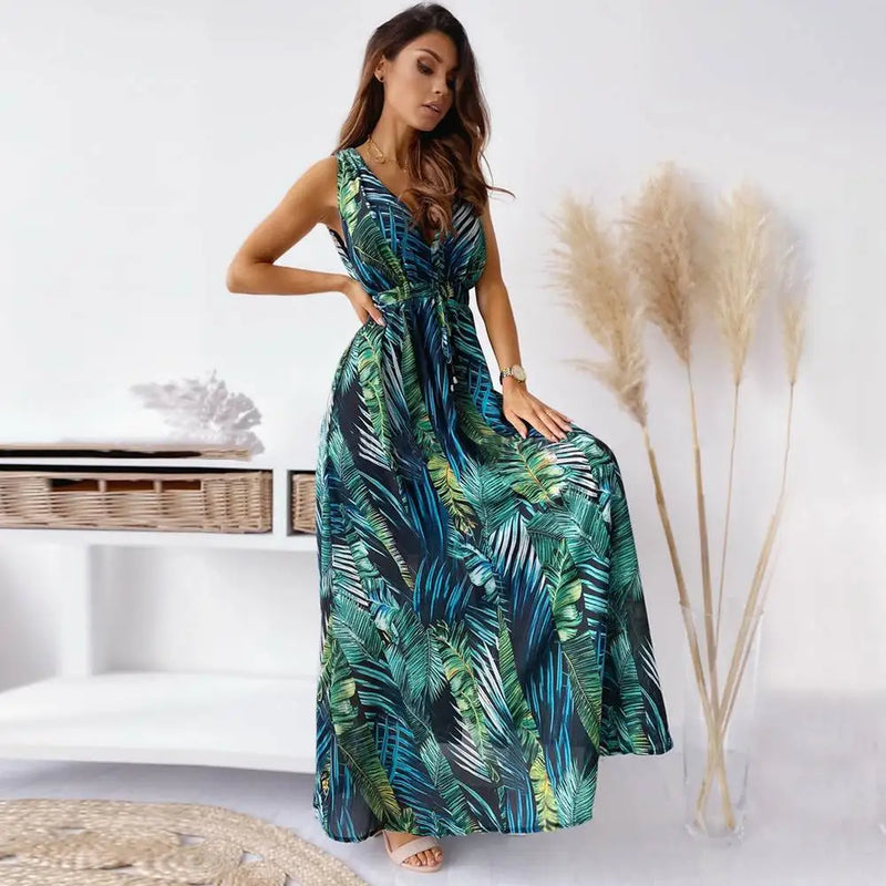 M XL Floral Summer Dress for Women Clothing 2024 Bohemian Loose Beach Sundress Midi Skirt Female Holiday Maxi Dress Vestido Robe