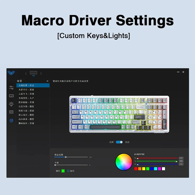 Aula F99 Mechanical Keyboard Wired/Bluetooth 5.0/2.4g Wireless Pbt Keycaps Hot Swap Gasket 99 Keys Customized Gaming Keyboard
