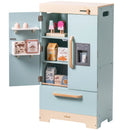Robotime Robud Play Kitchen Fridge Refrigerator with Ice Dispenser Wooden Kids Play Kitchen Playset Toy for Ages 3+Blue