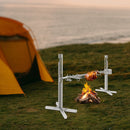 25W Stainless Steel Electric Rotisserie Grill 360-degree Rotation Design Adjustable Height for Outdoor Cooking