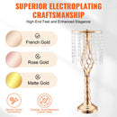 SucceBuy Tall Crystal Wedding Flower Stand Metal Wedding Centerpiece Vase Gold Flower Holders Floral Display Rack for Wedding