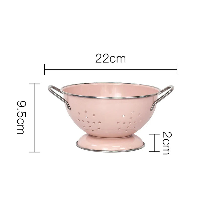 French Retro Fruit Basket Drainage Berry Colander Food Storage Baskets Serving Bowl with Handle for Countertop Veggies Fruits