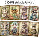 JAIIMAN 48pieces Ball Animal Thick Writable Postcard With Envelopes and Stickers,for Scrapbooking Supplies,Junk Journal,Crafts