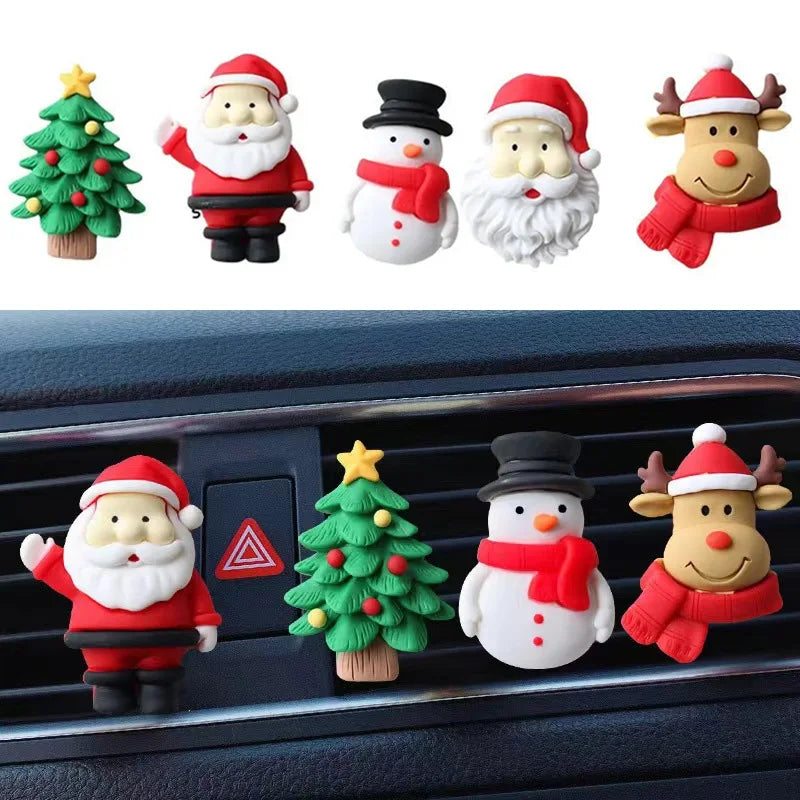 Christmas Car Air Freshener Clip Christmas Tree Santa Air Car Perfume Clip Air Vent Clip Auto Christmas Decoration Car Accessory