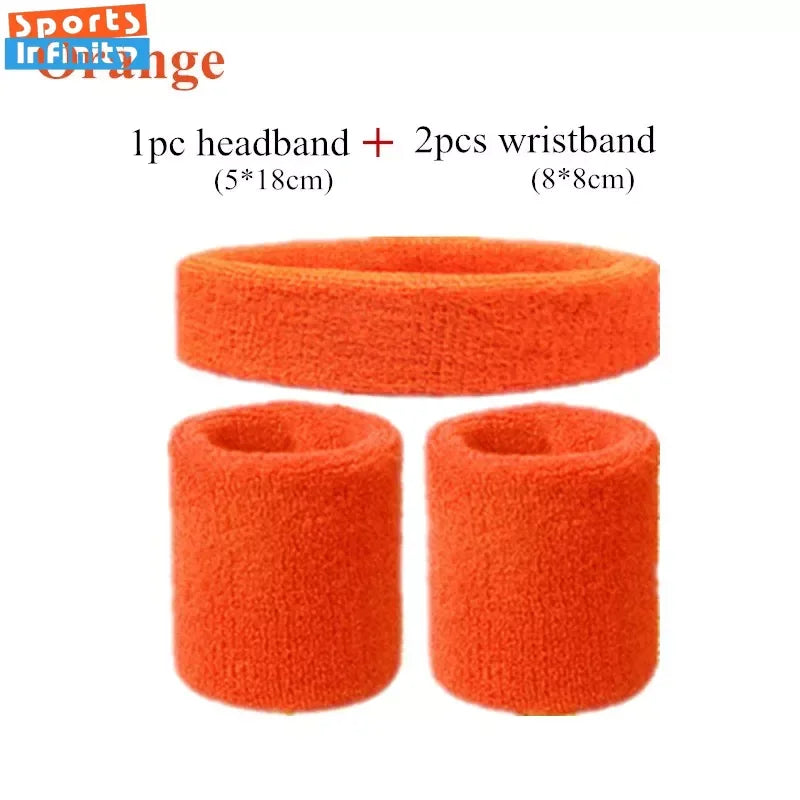 Fashion Sports Headband and Wristband Towel Set Cotton Sweatband Wrist Band Bracers for gym Cycling Basketball Tennis Head band