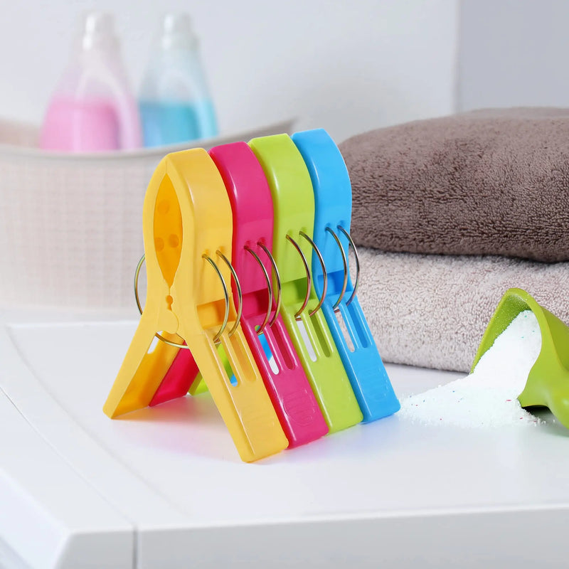 Beach Towel Clips Chair Clips Towel Holder,Plastic Clothes Pegs Hanging Clip Clamps, Yellow,blue,green,red