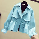 Women's Short Jacket 2025 Spring Autumn New Korean Fashion Loose Waist Slim Windbreaker Coat Solid Female Outwear Tops