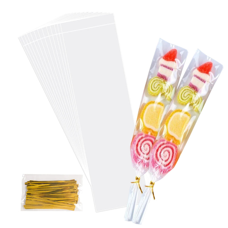 50/100pcs Long Clear Plastic Bag Lollipop Candy Cookie Bag Cellophane Bag Wedding Birthday Party Opp Food Gift Packing Bag