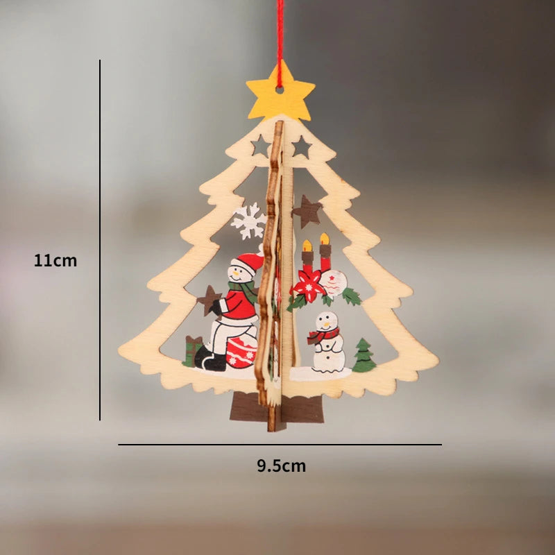 Christmas Wooden Pendant santa car pattern Xmas Tree Hanging Ornaments Christmas Decorations for Home Navidad Gift New Year 2023