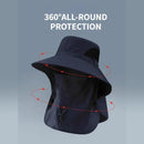 Outdoor Fisherman Hat Wide Brim Bucket Hat with Neck Cover Men Summer Breathable Mesh Sun Protection Visor Anti UV Cap Unisex