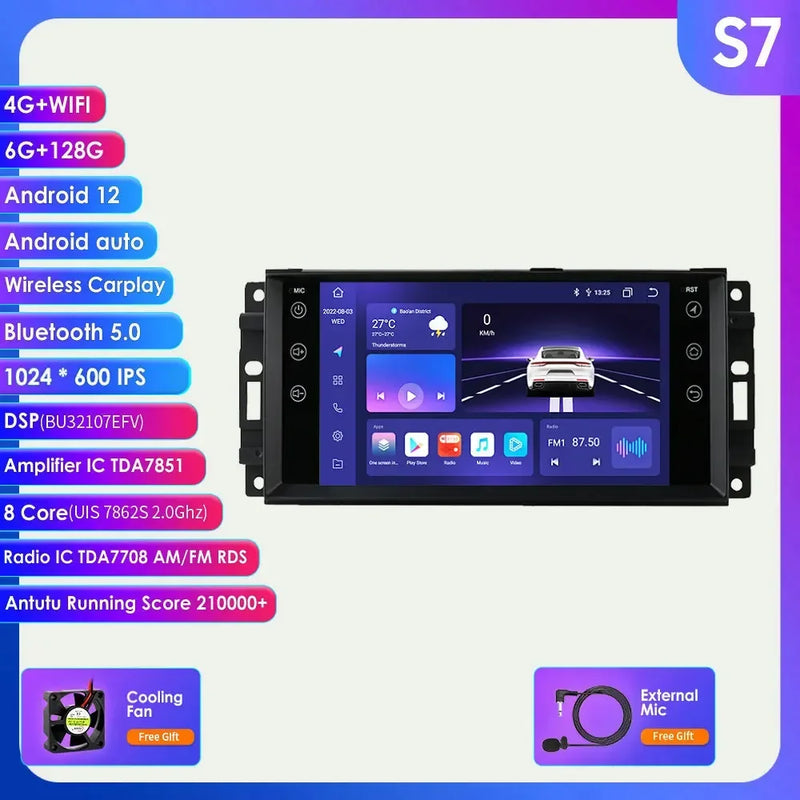 7"7862 Android Carplay Car radio multimedia For Jeep Grand Cherokee Compass 300C Wrangler Dodge Patriot Chrysler Journey 2din FM