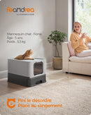Feandrea Hidden Cat Litter Box, Cat Litter Tray with Hood, Slide-Out Tray, Scoop, Brush, Spacious for Large Cats