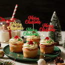 YOMDID 24Pcs Merry Christmas Cupcake Toppers for Christmas Cake Toppers Picks Xmas New Year Party Supplies Cake Decorations