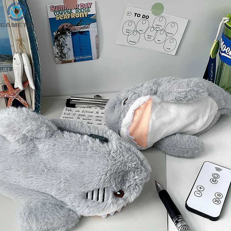 1PC Cute Plush Shark Pencil Case Student Stationery School Supplies Kawaii Doll Back To School Storage Bag Pen Bag Stationery