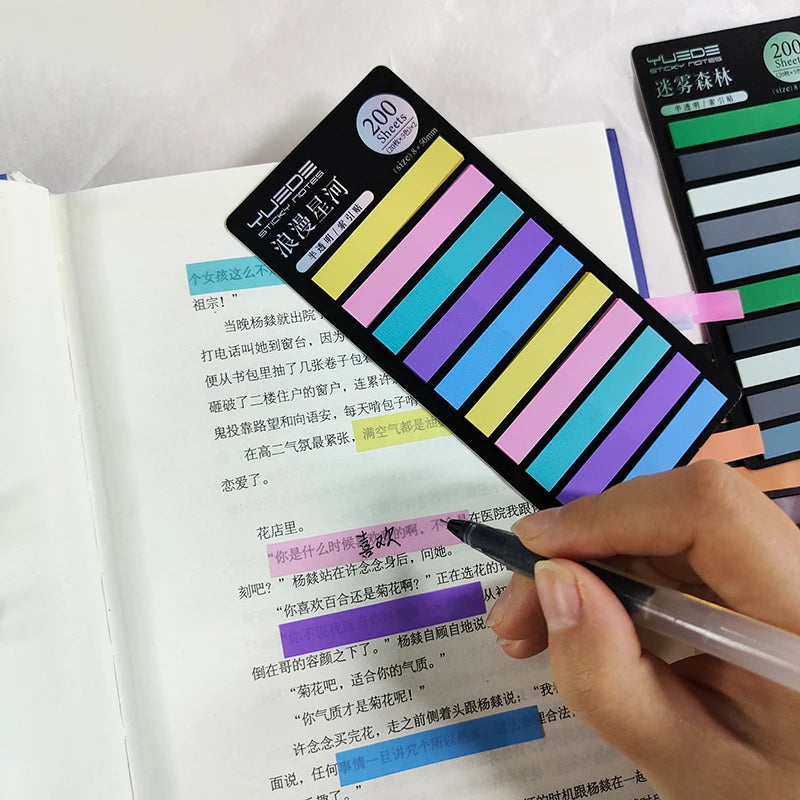 KindFuny  200 Sheets Stationery Sticky Notes Self-Adhesive Annotation Read Books Bookmarks Tabs Notepad Aesthetic