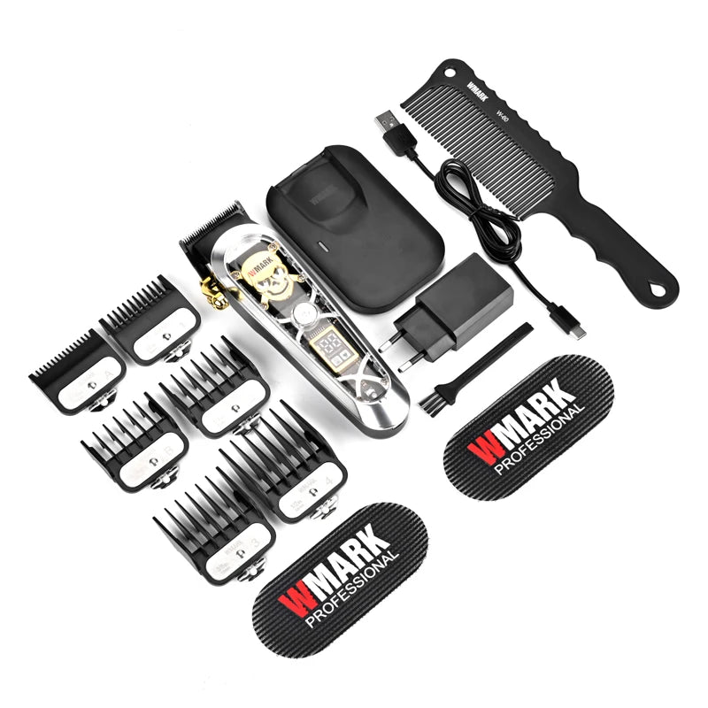 Exclusive WMARK NG-130 Wireless Charging Barber Professional Men's Barber Tool Type-C Interface with Base Electric Clipper