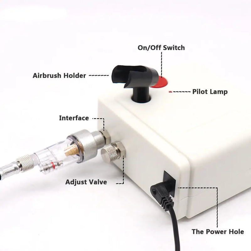 Mini Airbrush Compressor Kit Spray Gun Dual Action Air Brush Paint Model 0.3MM