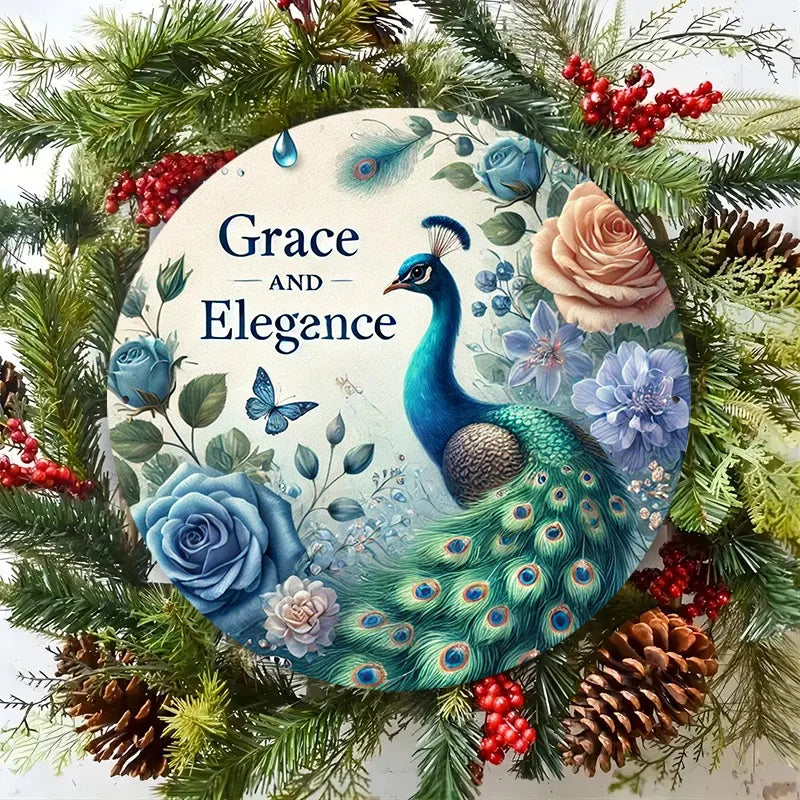 Peacock Metal Wall Art Sign 7.8" - Perfect for Farmhouse, Garden Bar, Office & Home Decor - Great Housewarming or Teacher Gift