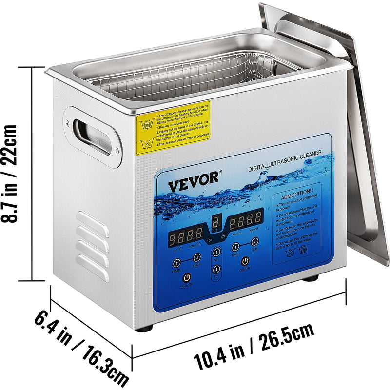 VEVOR 3L 6L 10L 15L Ultrasonic Cleaner Mini Portable Washing Machines 36-40KHz Adjustable Frequency Dish Washers Home Appliance