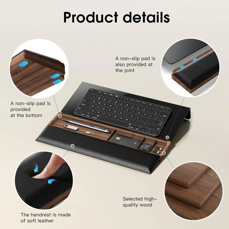 Ergonomic Computer Keyboard Tilt Stand And Wrist Rest for Home And Office Desk Comfortable Typing With Storage Space Storing