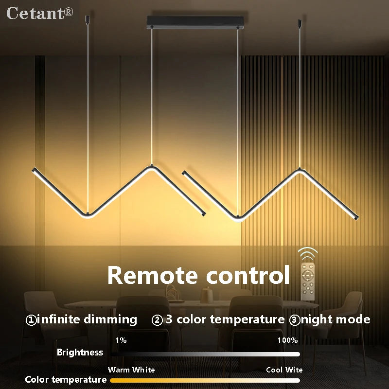 LED Modern Pendant Light Smart Remote Control Adjustable Color Temperature Brightness Restaurant Living Room Bedroom Indoor Lamp